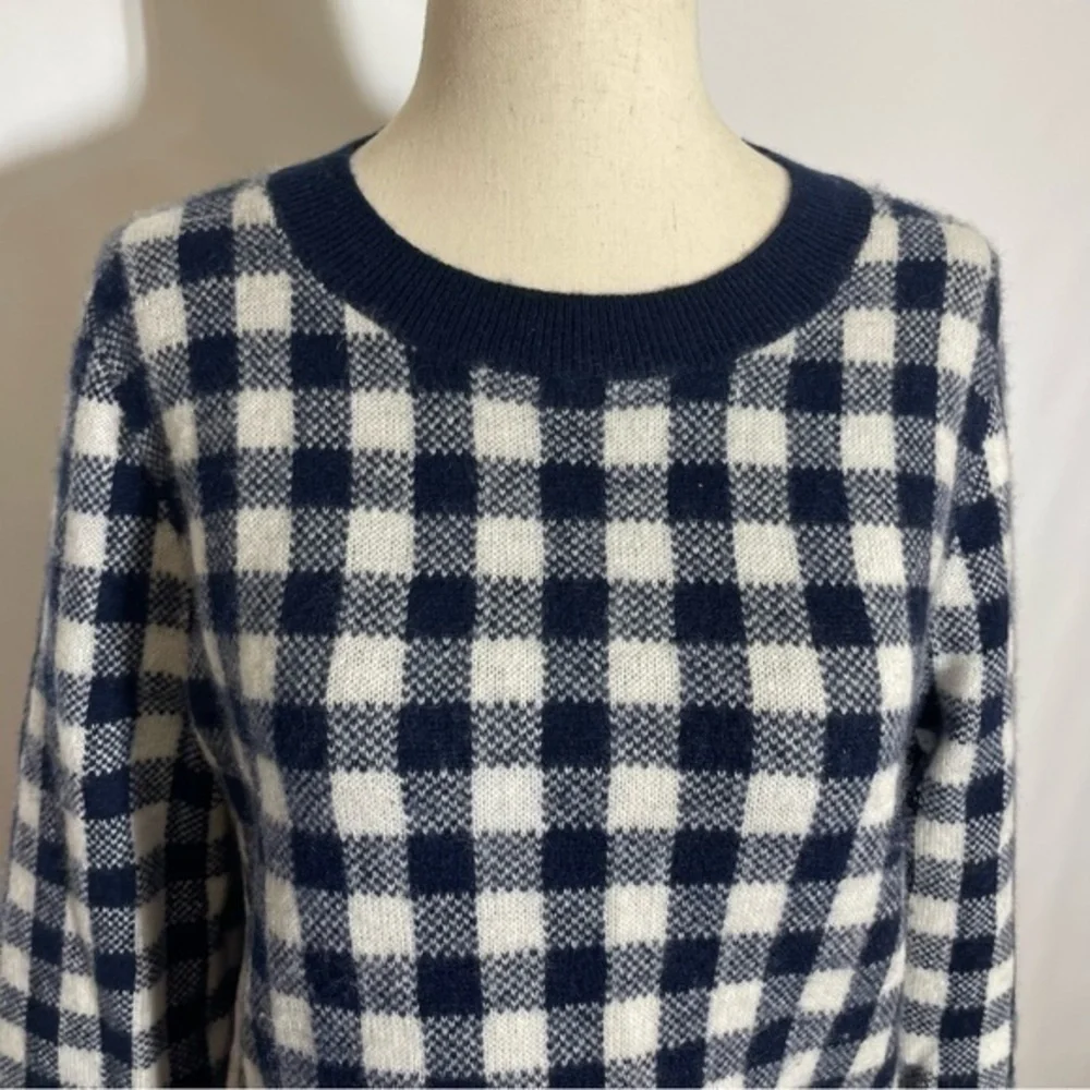 J.Crew • Gingham Checkered Cashmere Sweater XS ASO Wednesday Addams
